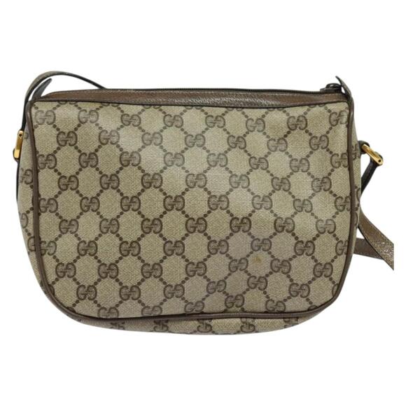 GUCCI GG Supreme Web Sherry Line Shoulder Bag Pvc Beige Gold Red - Picture 3 of 16